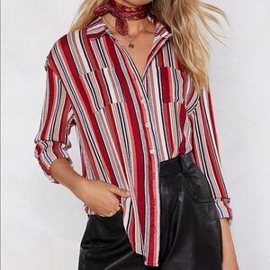 Nasty Gal Down the Line Shirt size 6